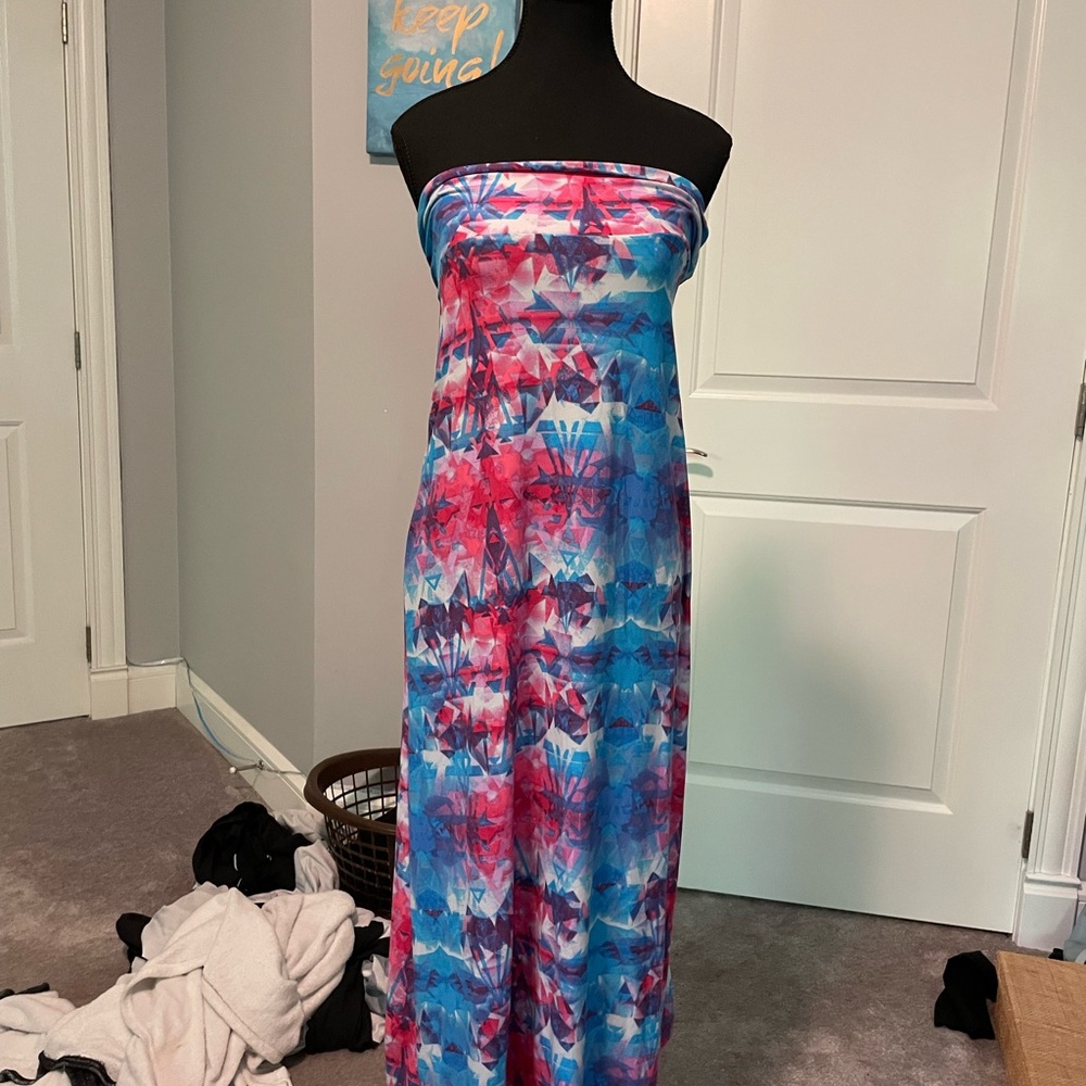 Hot Kiss Strapless Dress - Vibrant Blue and Pink